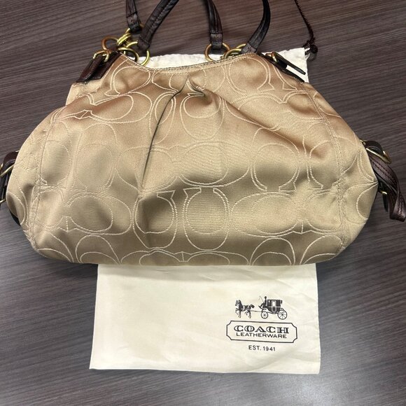 Mia Maggie Signature Outline-Beige Satin Coach Bag - Picture 5 of 6